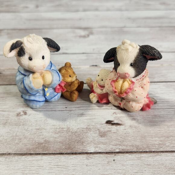 Enesco Mary's Moo Moos Jesus Loves Moo Boy & Girl Figurines Set (2) - Picture 1 of 11